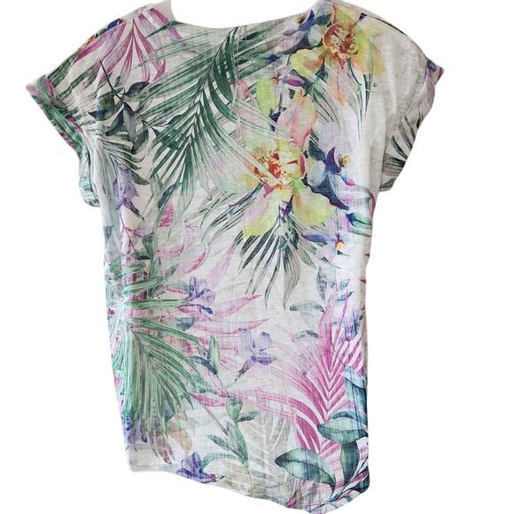 Time and Tru Multicolor Sparkly Short Sleeve Sublimation Blouse Womens Sz Large - Picture 2 of 10